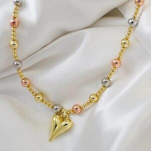 Tri-Tone Heart Necklace